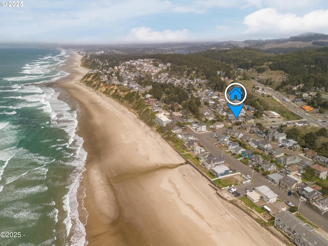 3158 SW Beach Ave, Lincoln City, OR 97367 - aerial view of property and surrounding area with waterfront with a beach