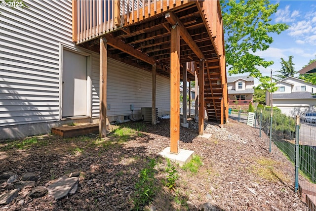 3218 SW Corbeth Ln, Troutdale, OR 97060 - view of patio / terrace with stairs, fence, a deck, and cooling unit