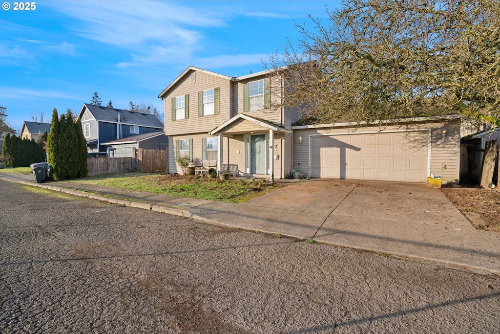 view of property featuring a garage