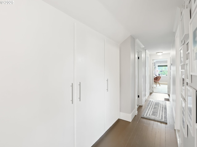 3327 4th St, Hubbard, OR 97032 - hall featuring dark wood-style floors and baseboards