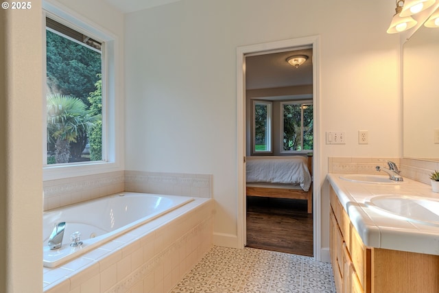 32153 SE Bluff Rd, Gresham, OR 97080 - full bath with double vanity, a whirlpool tub, and tile patterned floors