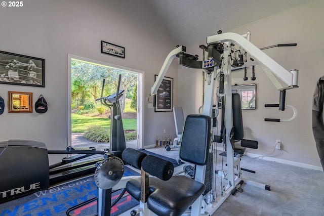 32153 SE Bluff Rd, Gresham, OR 97080 - exercise area with carpet and vaulted ceiling