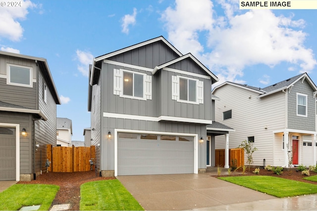 3118 S Magnolia Dr Unit Lt752, Cornelius, OR 97113 - view of front of home featuring board and batten siding, fence, a garage, and concrete driveway