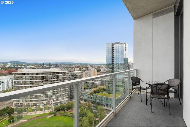 balcony with a mountain view