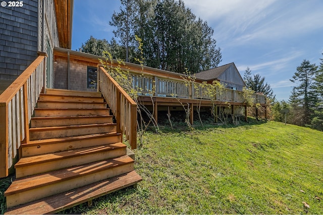 exterior space with stairway and a deck