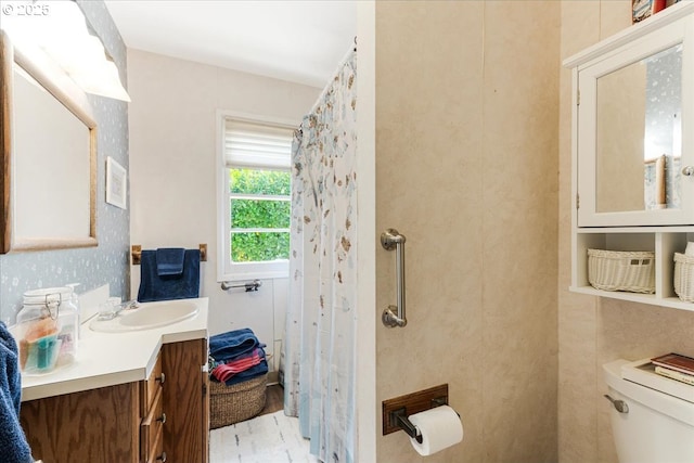 18050 SE Langensand Rd, Sandy, OR 97055 - bathroom with toilet, vanity, and curtained shower