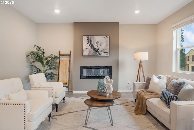 living room with light wood-type flooring