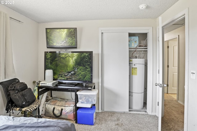 534 N 11th St, Saint Helens, OR 97051 - bedroom featuring water heater, carpet, and a textured ceiling