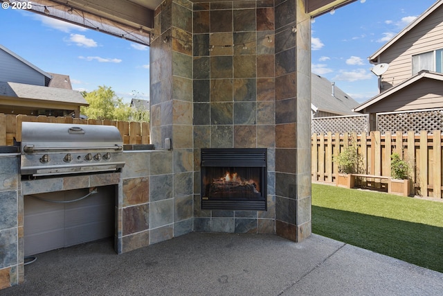 19459 Leland Rd, Oregon City, OR 97045 - view of patio featuring a fireplace