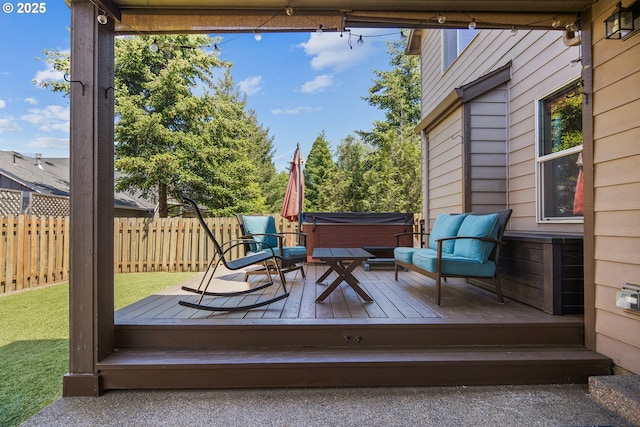 19459 Leland Rd, Oregon City, OR 97045 - wooden deck featuring a hot tub