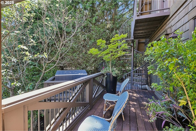 wooden deck with stairway