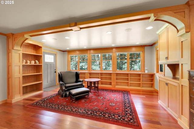 24780 Lavell Rd, Junction City, OR 97448 - living area with ornamental molding, light wood-style floors, and recessed lighting