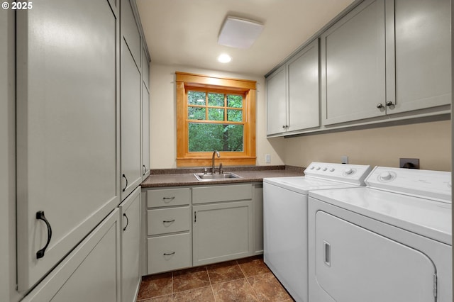 24780 Lavell Rd, Junction City, OR 97448 - laundry room with cabinet space, washer and dryer, and recessed lighting