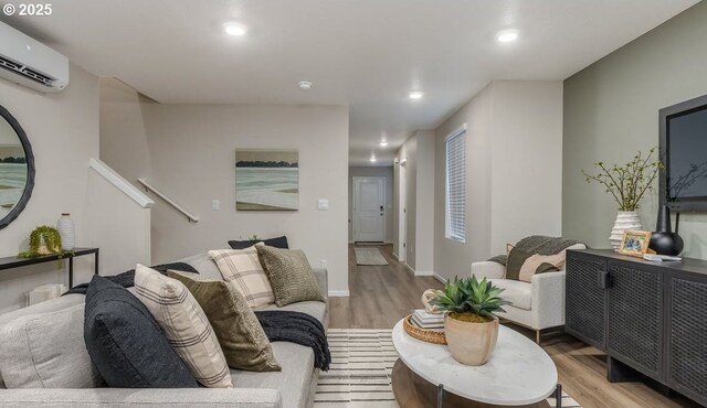 6155 SE 16th St, Gresham, OR 97080 - living area featuring a wall unit AC, light wood-type flooring, and recessed lighting