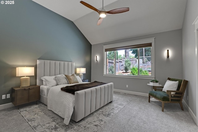 850 NW 114th Ave, Portland, OR 97229 - bedroom featuring lofted ceiling, carpet floors, baseboards, and ceiling fan
