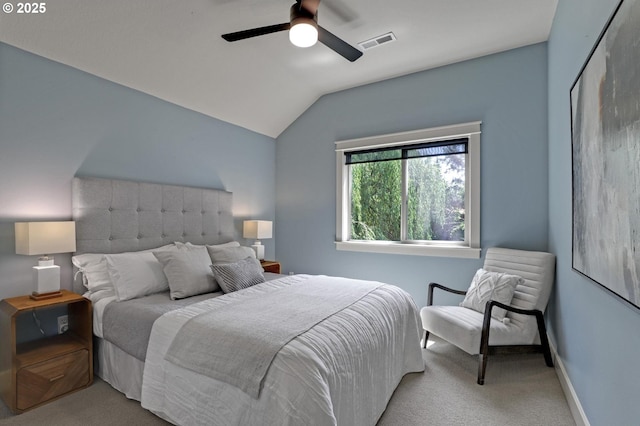 850 NW 114th Ave, Portland, OR 97229 - bedroom with carpet flooring, vaulted ceiling, and a ceiling fan