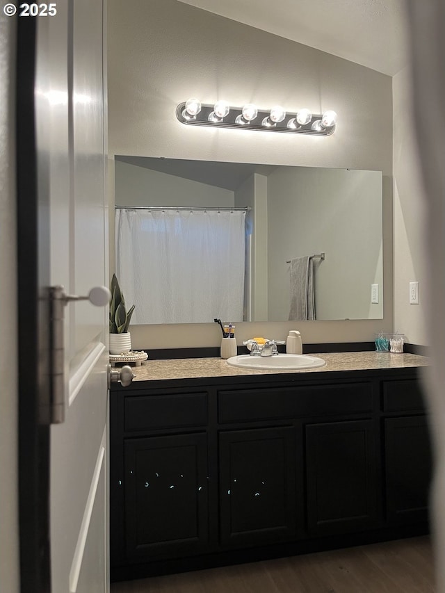 full bath featuring wood finished floors and vanity