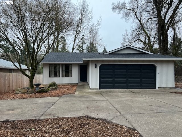 single story home with a garage