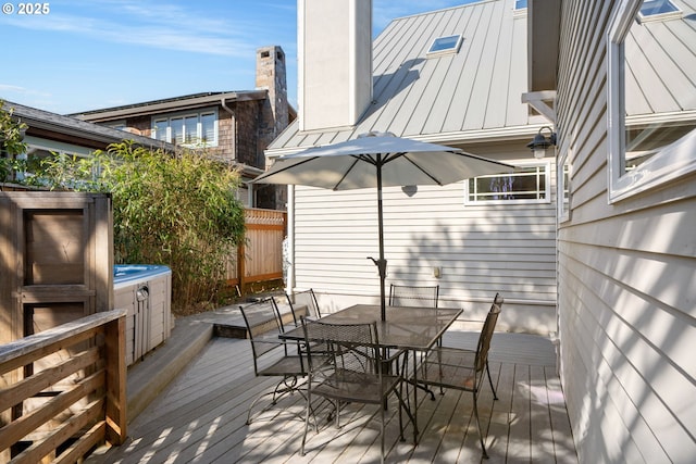 8917 Spindrift Ln, Manzanita, OR 97130 - wooden deck featuring outdoor dining space and a hot tub