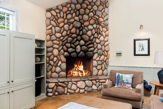 8917 Spindrift Ln, Manzanita, OR 97130 - living area featuring a stone fireplace