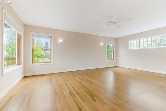 3400 SW 110th Ave, Beaverton, OR 97005 - empty room featuring baseboards, visible vents, ceiling fan, and light wood-style floors
