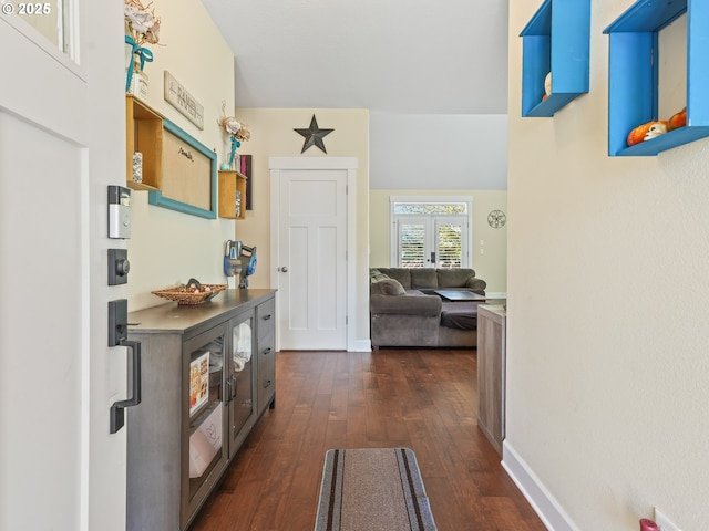 924 Park St, Sweet Home, OR 97386 - hallway featuring baseboards and dark wood-style floors