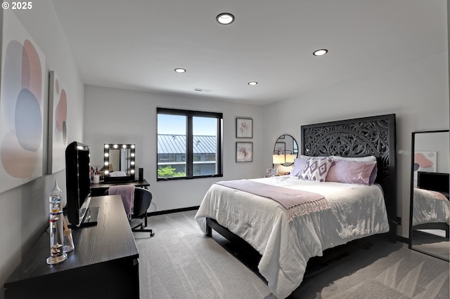 11440 NW Rock Creek Rd, Portland, OR 97231 - carpeted bedroom featuring recessed lighting, a desk, and baseboards