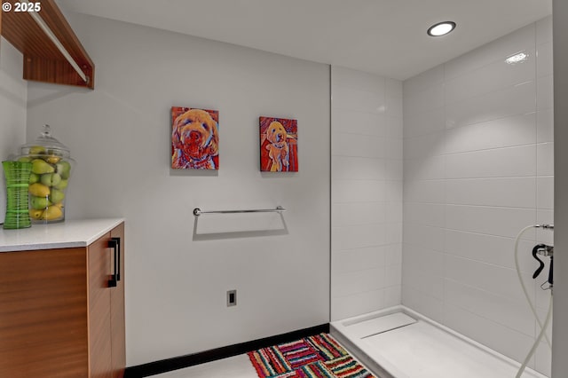 11440 NW Rock Creek Rd, Portland, OR 97231 - full bath featuring recessed lighting, tiled shower, and baseboards
