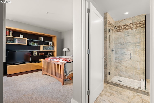 interior space featuring walk in shower