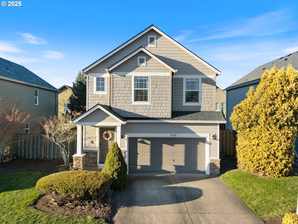 view of front facade with a garage