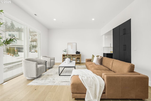 living room featuring light hardwood / wood-style flooring