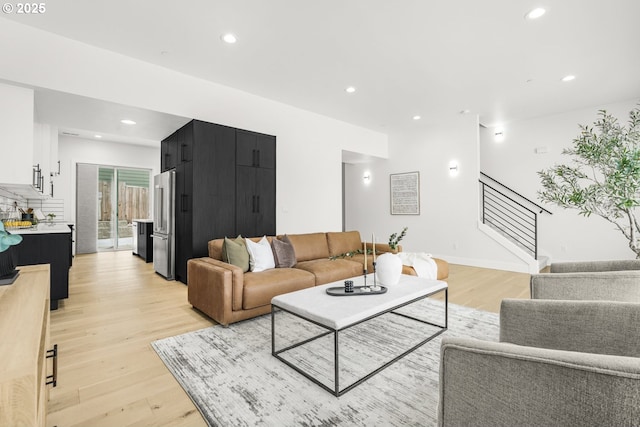 living room with light wood-type flooring