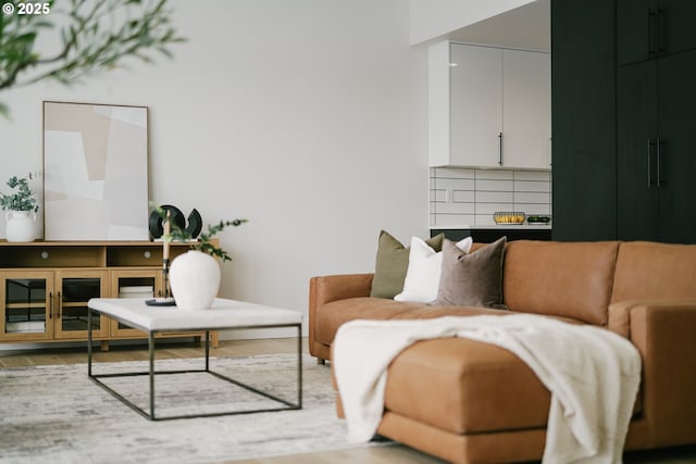 living area featuring hardwood / wood-style floors