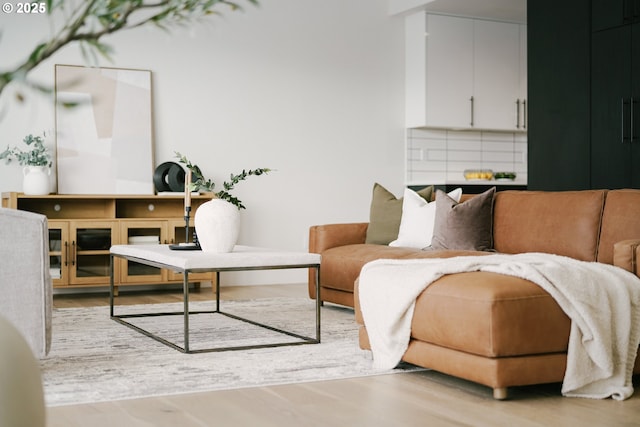 living area featuring light hardwood / wood-style flooring