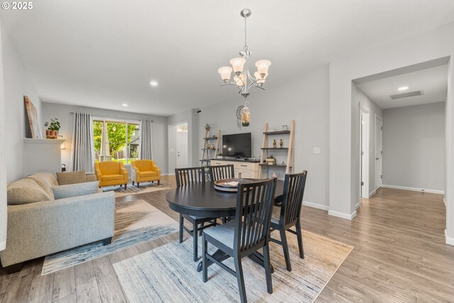 9414 NE 166th Ave, Vancouver, WA 98682 - dining area with light wood-style flooring, baseboards, a chandelier, and recessed lighting