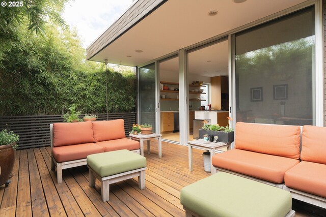 435 N Shaver St, Portland, OR 97227 - wooden terrace with an outdoor living space