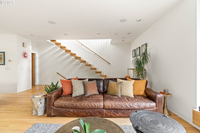 435 N Shaver St, Portland, OR 97227 - living area featuring wood finished floors and stairs