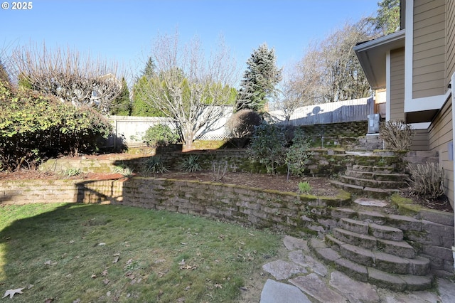 view of yard featuring a fenced backyard