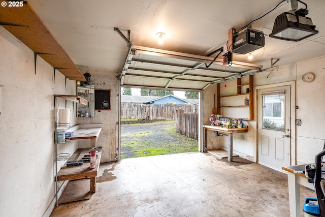 garage with a garage door opener