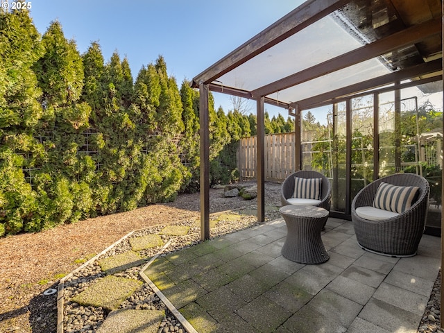 view of patio / terrace featuring a pergola