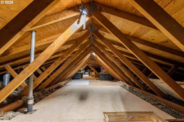 view of unfinished attic