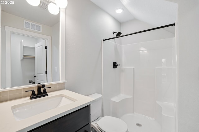 4636 SE 2nd St, Gresham, OR 97080 - bathroom with backsplash, vanity, and a shower