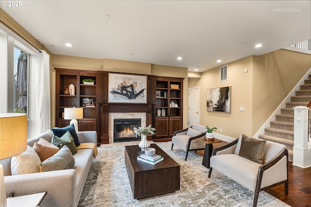 living room with hardwood / wood-style floors