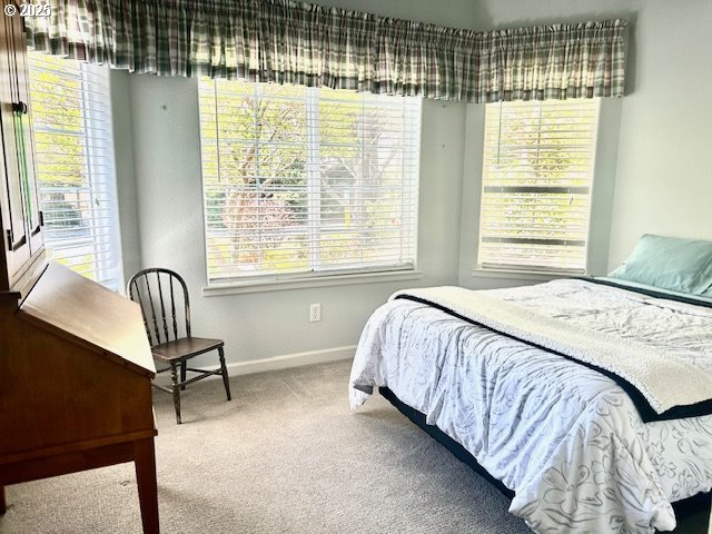 carpeted bedroom featuring baseboards