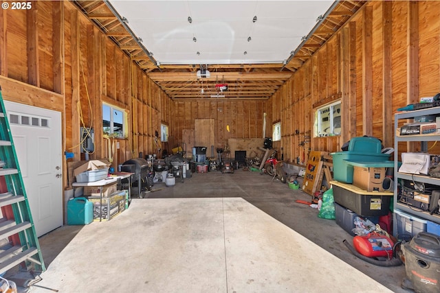 garage with a garage door opener