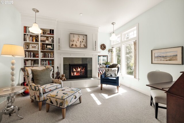 9309 NW Murdock St, Portland, OR 97229 - living area featuring carpet and a tiled fireplace