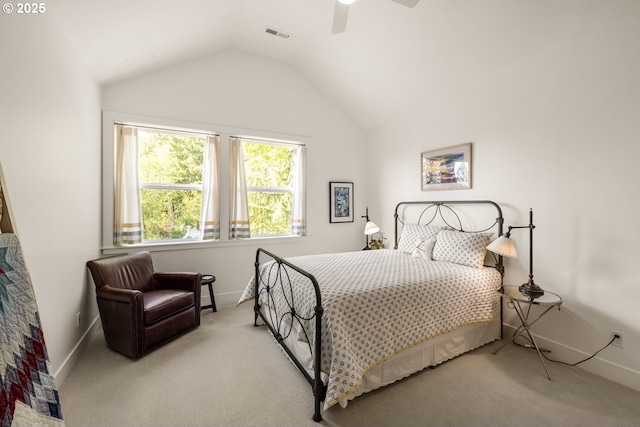 9309 NW Murdock St, Portland, OR 97229 - bedroom featuring vaulted ceiling, carpet, baseboards, and a ceiling fan