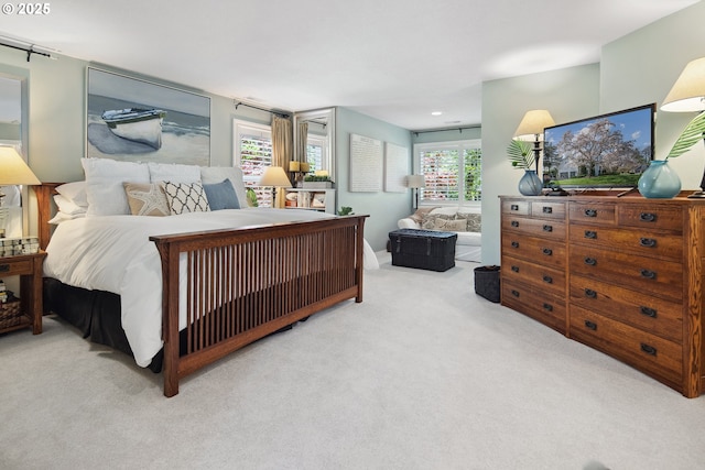 bedroom with carpet flooring and recessed lighting
