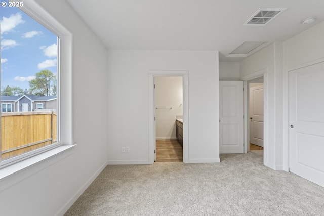 469 N 35th, Springfield, OR 97478 - unfurnished bedroom featuring carpet flooring, attic access, baseboards, and ensuite bath