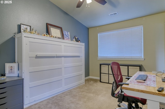 9575 SW Tephra Ter, Beaverton, OR 97007 - carpeted home office featuring ceiling fan and lofted ceiling